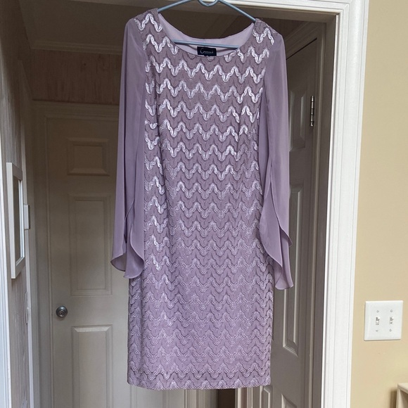 Connected Apparel Lavender Long Sleeve Short Dress - Picture 1 of 6